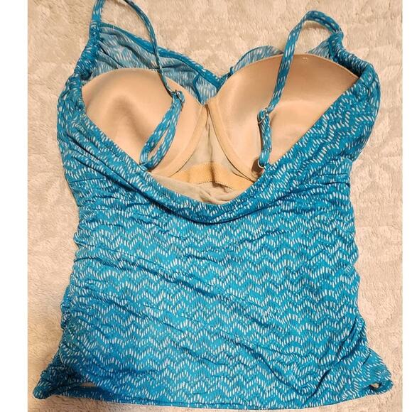 Garnet Hill Ruched Surplice Tankini Top Size 12 - Picture 4 of 10